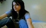 Sexy brunette girlfriend strips and masturbates on her webcam