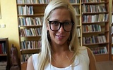 Cute blonde gets her asshole fucked at the library