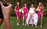Bride triple teamed by her hot lesbian bridesmaids on her wedding day